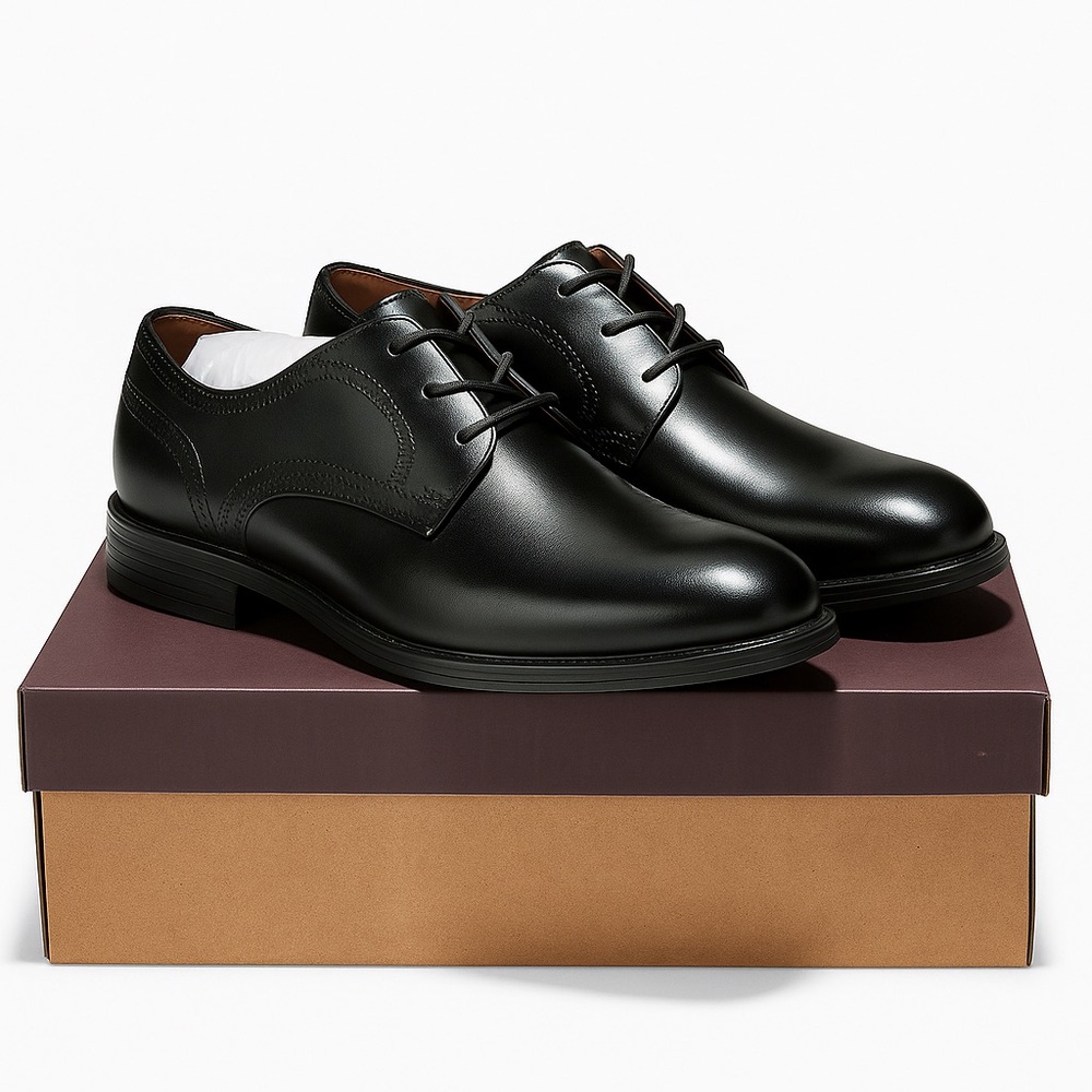 Johnston & Murphy Black Leather Dress Shoes – Size 8.5 – Brand New